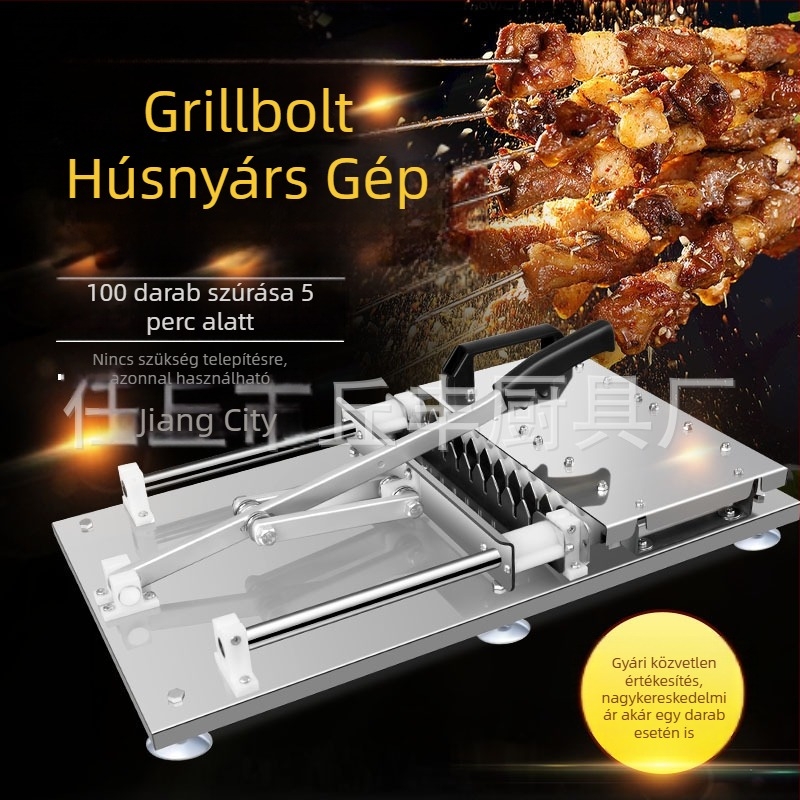 Rozsdamentes acél BBQ nyárs behúzó gép bárányhúshoz, kereskedelmi használatra