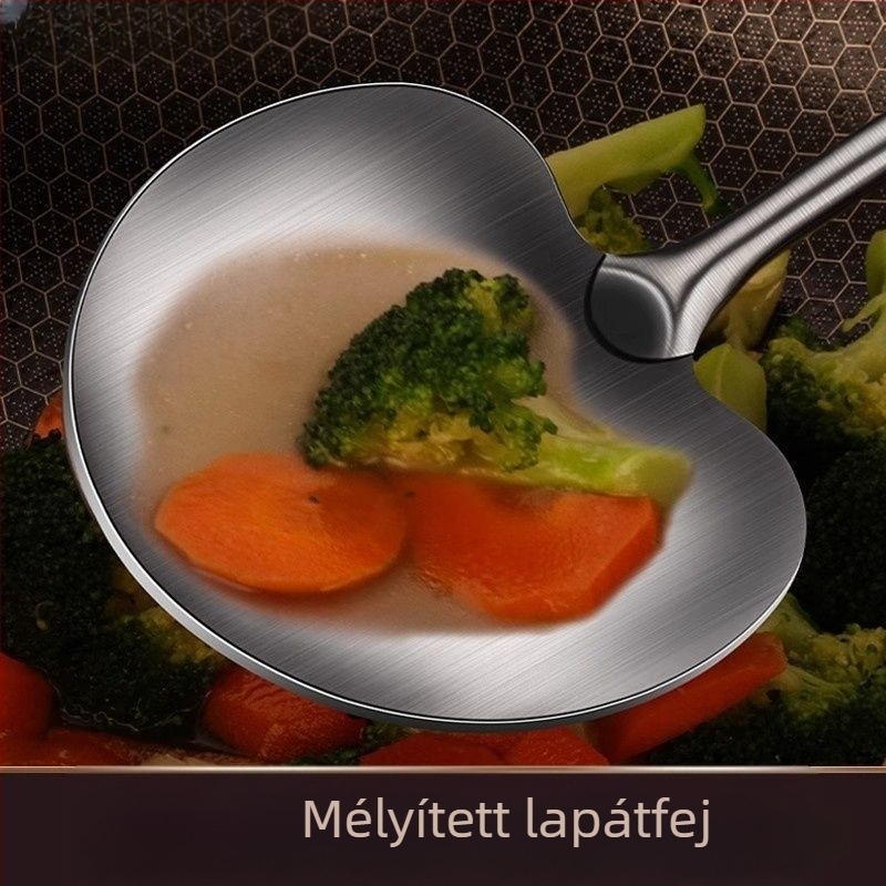 316 rozsdamentes acélból készült, vastagított és hosszabbított integrált spatula – gomba spatula, élelmiszer-minőségű, teljes acél konyhai eszköz