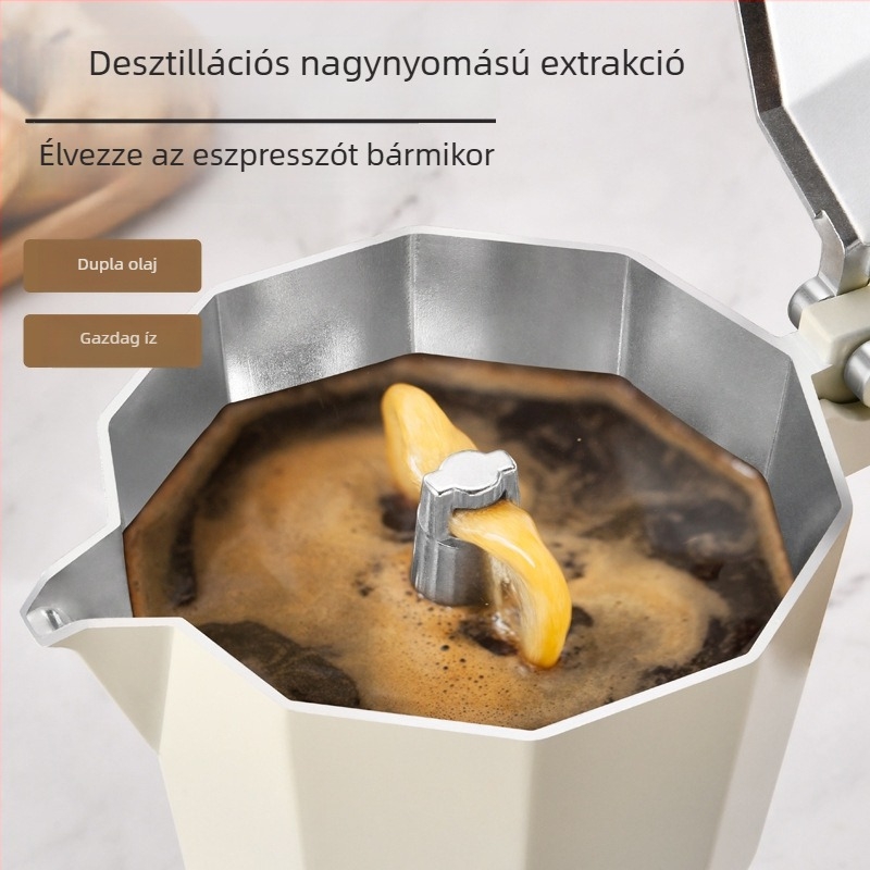 Megvastított olasz stílusú nyolcszögletű moka kávéfőző, háztartási használatra, kézzel készített kávé, logóval testreszabható