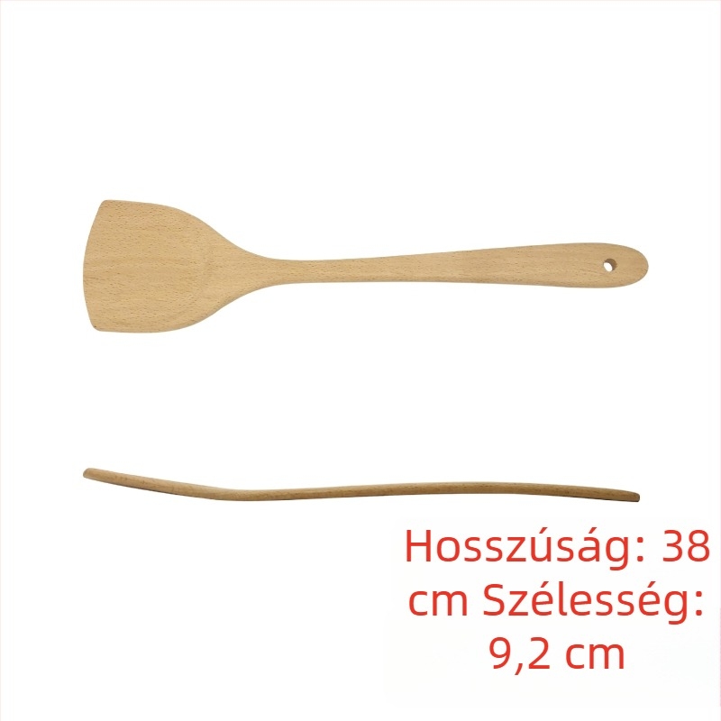 Nagy bükkfa spatula, hosszú nyél, fa konyhai eszköz