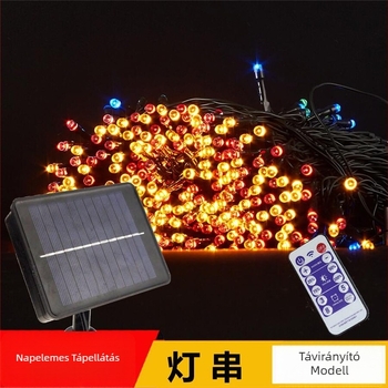 Napelemes LED fényfüzér kültéri dekorációhoz, 100 LED, IP44, 1×2 m, villogó, karácsonyi kert