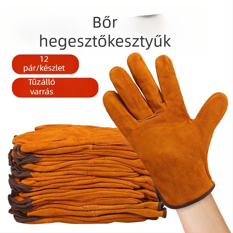 Két réteg marhabőrből készült hegesztő kesztyű TIG és MIG hegesztéshez