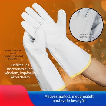 Báránybőr hegesztő kesztyűk – égési védelem, hőszigetelés, kopásálló, magas hőmérséklet-állóság, puha, hosszú csuklópánt