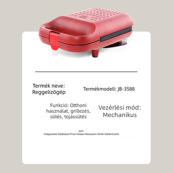 Többfunkciós reggelizőgép szendvicskészítővel, kenyérpirítóval, tojás sütővel és elektromos grill-lel