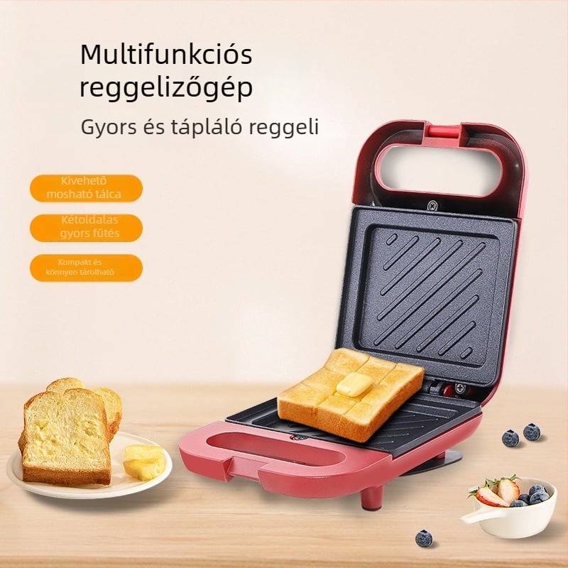 Többfunkciós reggelizőgép szendvicskészítővel, kenyérpirítóval, tojás sütővel és elektromos grill-lel