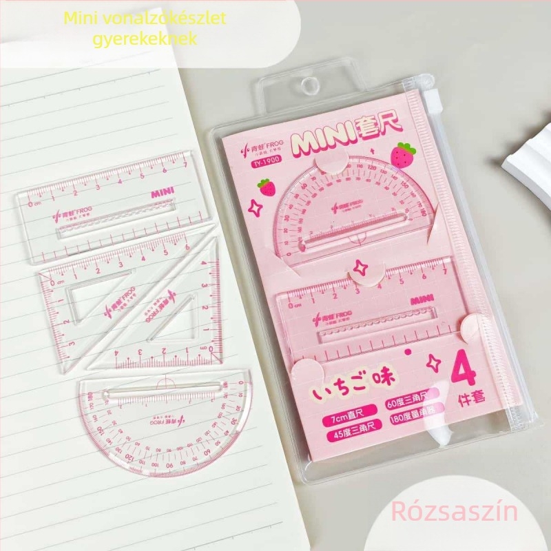 Mini 4 darabos vonalzó készlet általános iskolásoknak – hordozható, akril vonalzók rajzoláshoz