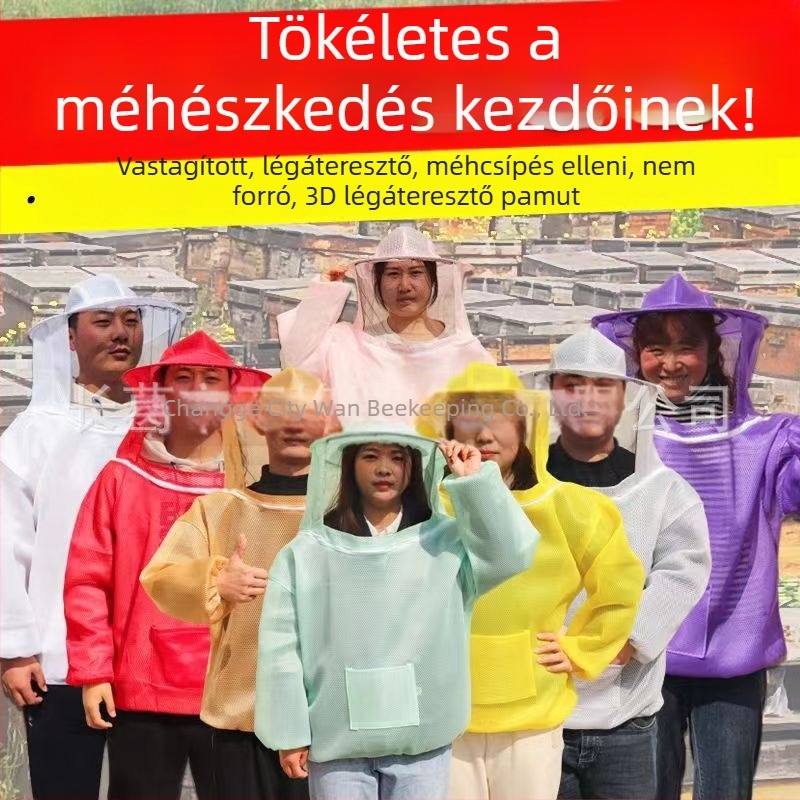 3D légáteresztő féltestes méhészkabát, csípésvédő