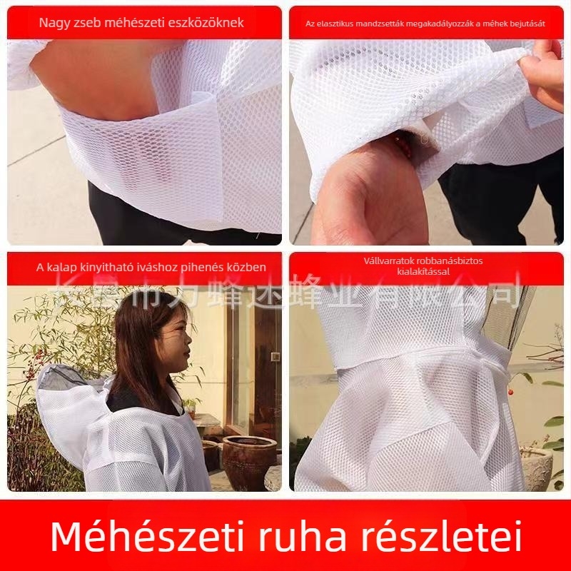 3D légáteresztő féltestes méhészkabát, csípésvédő