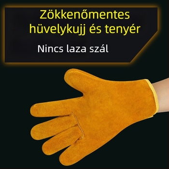 Rövid hegesztőkesztyű marhabőrből, teljes bőr, vastított, lángálló, hőszigetelő, égésvédő kesztyű