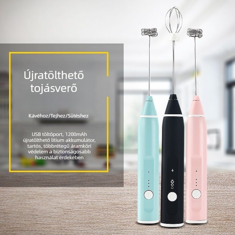 Kézben tartható elektromos tojáshabosító és tejhabosító – mini konyhai mixer kávéhoz