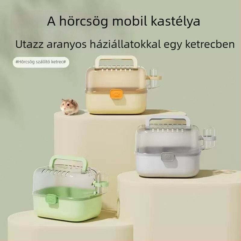 Átlátszó, hordozható hörcsögketrec, tág belső tér kültéri használatra