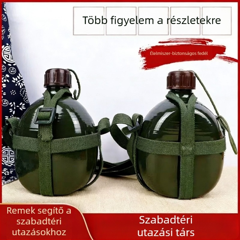 Retro alumínium sportos víz-palack kültéri használatra, hordozható, nagy kapacitású, túrákhoz, kempingezéshez és diákoknak