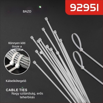 Beizhuo 92952 Nylon kábelkötegek, 100 db, 200 mm, teherbírás 8 kg