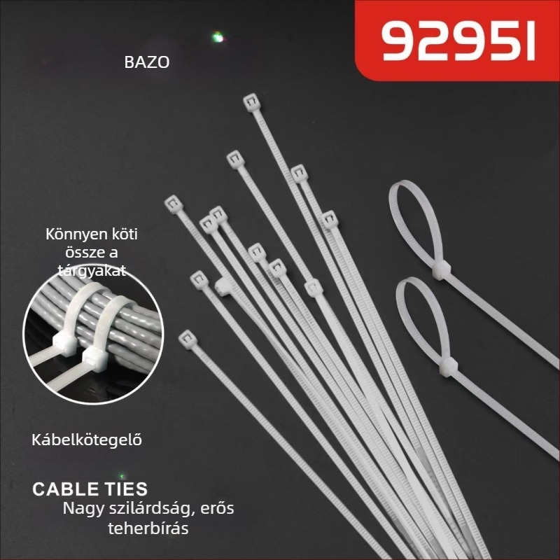 Beizhuo 92952 Nylon kábelkötegek, 100 db, 200 mm, teherbírás 8 kg