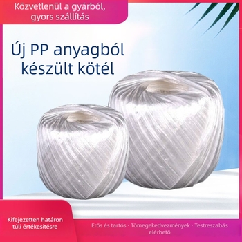 PP kötöző kötél golyó, fehér, 200 g, 160 m hosszú, 4 cm széles, 0,02 mm vastagság, csomagoláshoz és ruházathoz