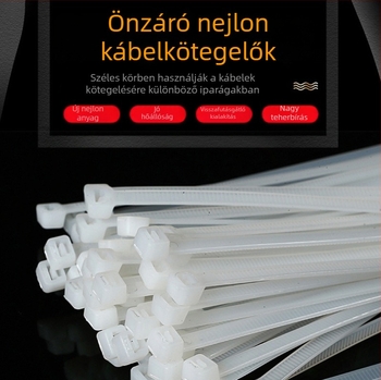 100 darab nylon kábelkötegek, önzáró, műanyag kötözők a vezetékek rendezéséhez