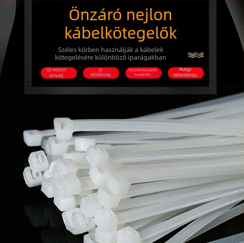 100 darab nylon kábelkötegek, önzáró, műanyag kötözők a vezetékek rendezéséhez