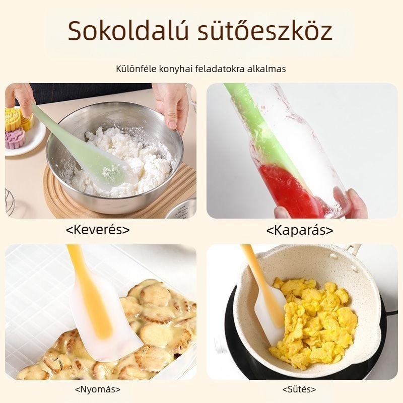 Hőálló integrált szilikon spatula kaparóval a sütéshez