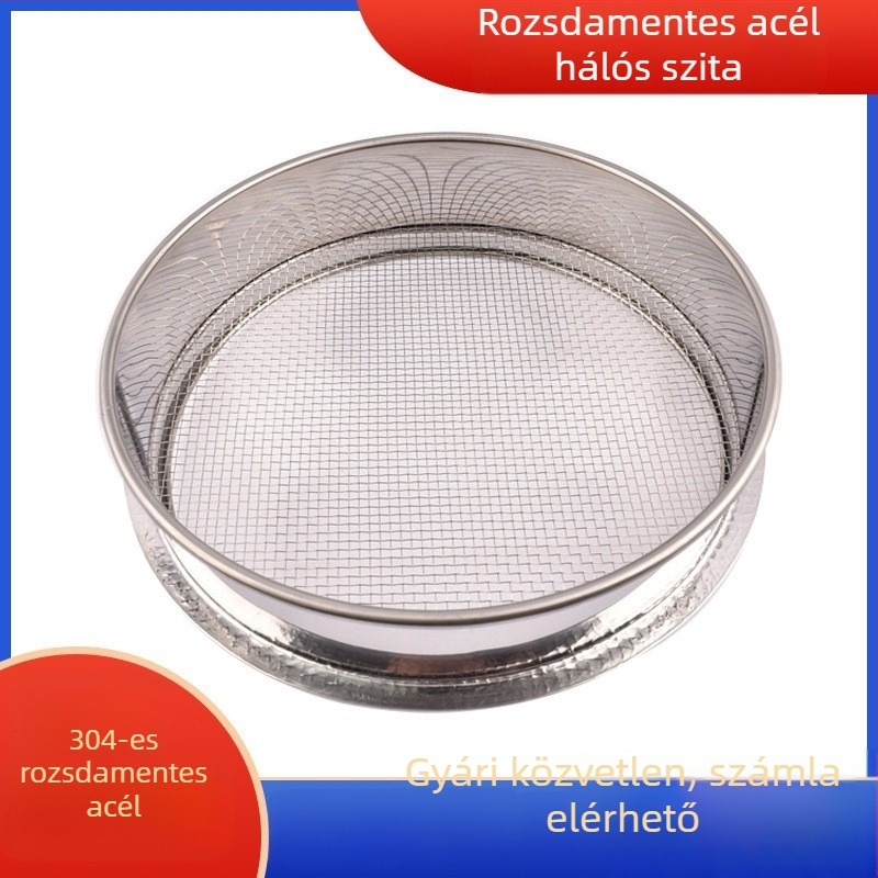 304 rozsdamentes acél szita, háló 10–60 cm, szem 1–2300 tartományban, liszt és por szitálására