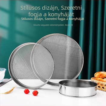 Kör alakú rozsdamentes acél lisztszitáló, 40-es hálóval, 60 ultrafin, kézi sütőeszköz