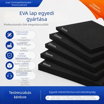EVA habos lemez 38-80°C tartományú anyag, belső bevonattal és belső tartással, ütéscsillapítással, tűzálló és antistatikus habos párna