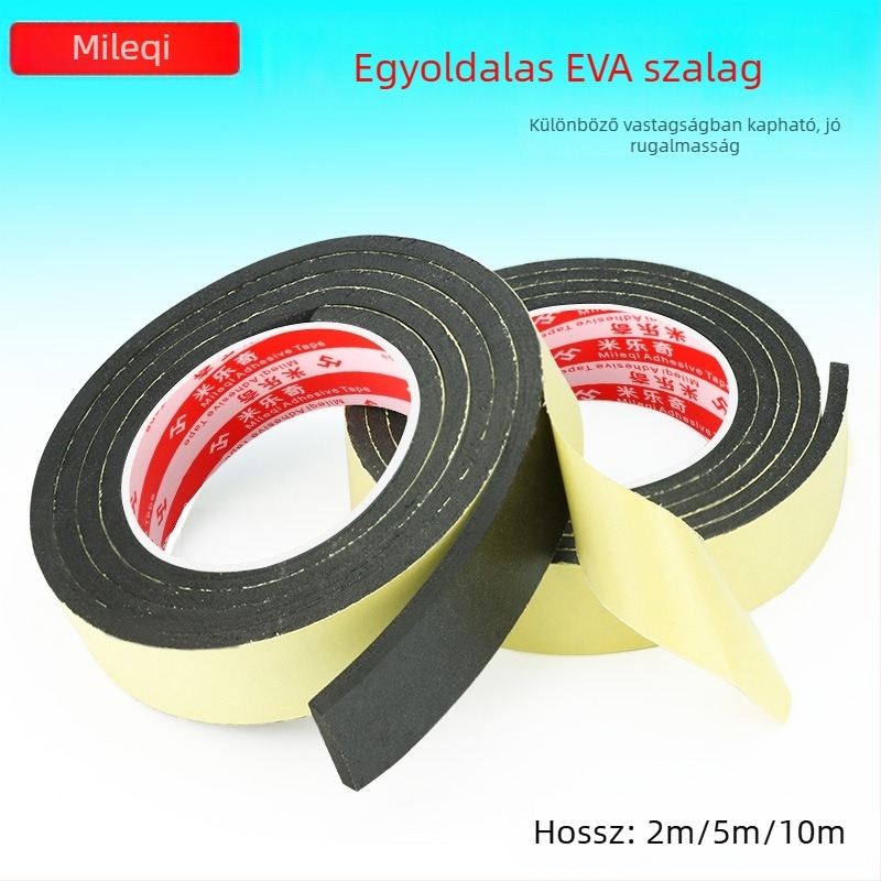 Miloch EVA habos tömítőszalag, egyoldalas, ablakokhoz, ütésvédelmi, hang- és hőszigetelési funkciók, vízálló; szélesség 10–50 mm, hossz 5–10 m, vastagság 1–3 mm
