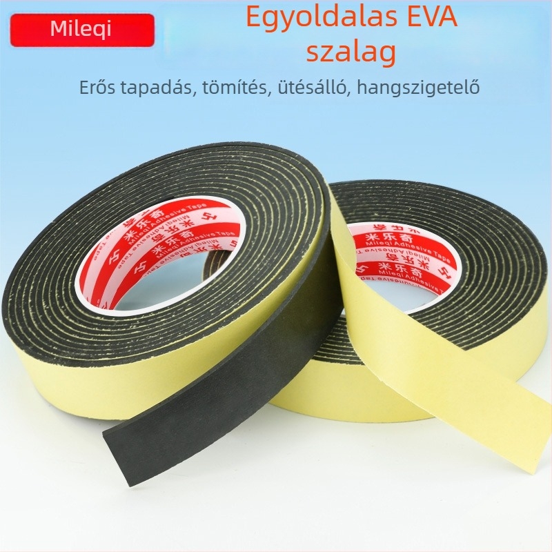 Miloch EVA habos tömítőszalag, egyoldalas, ablakokhoz, ütésvédelmi, hang- és hőszigetelési funkciók, vízálló; szélesség 10–50 mm, hossz 5–10 m, vastagság 1–3 mm
