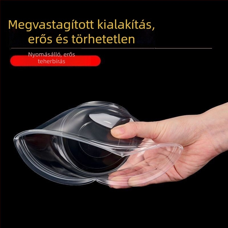 Megvastított egyszer használatos tál és evőpálcika készlet – kerek, szivárgásmentes műanyag ételtároló otthoni használatra
