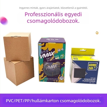 Színes nyomtatású hajtogatott Kraftpapír doboz, háromrétegű hullámkarton ajándékdoboz ablakkal és zárható alappal