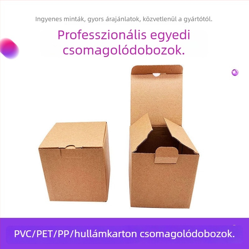 Színes nyomtatású hajtogatott Kraftpapír doboz, háromrétegű hullámkarton ajándékdoboz ablakkal és zárható alappal