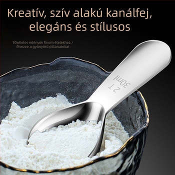 304 rozsdamentes acél mérőkanál kávébabhoz, tejporhoz, bébiételhez és liszthez – rövid nyelű teáskanál