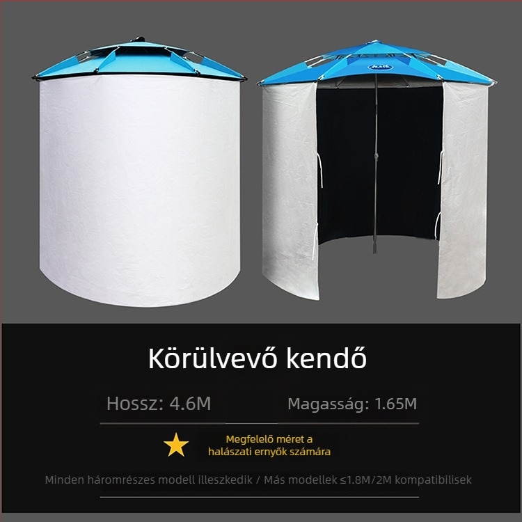 Kültéri kétszintes horgász esernyő, esővédő és napvédő funkcióval, összecsukható és megerősített.