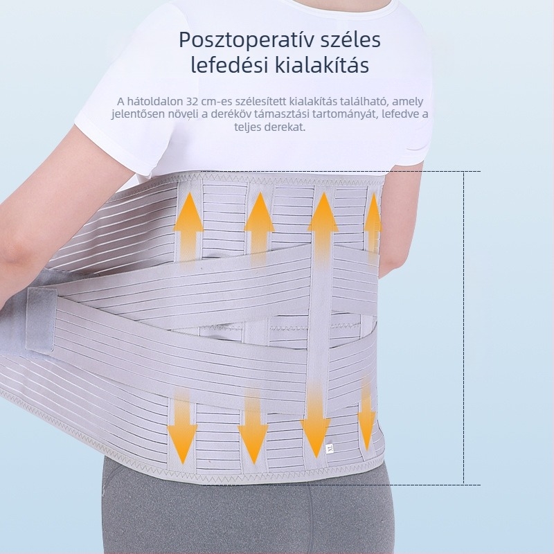 Légáteresztő deréktámasztó öv széles acéllemez betéttel, uniszex, sporthoz