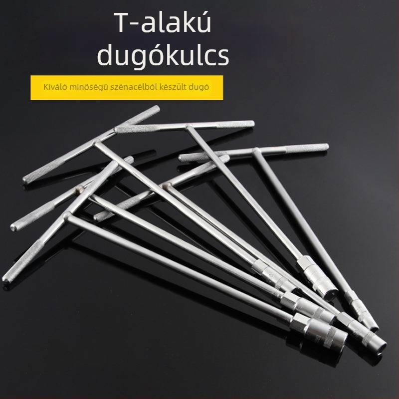 Kromibevonatú, magas széntartalmú acélból készült T-nyelű hatszögkulcsokból álló autójavító szerszámkészlet