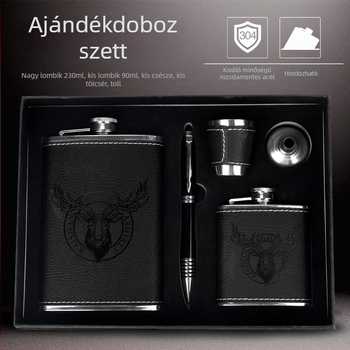 304 rozsdamentes acélból készült hip flaska készlet, hordozható kültéri használatra, vastagított kialakítás, kompakt lapos üvegek