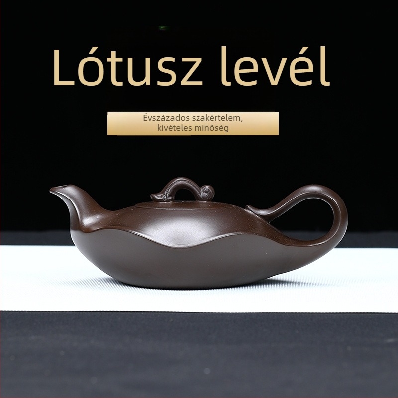 Yixing Zisha lila agyag teáskanna, lótuszleveles mintázat