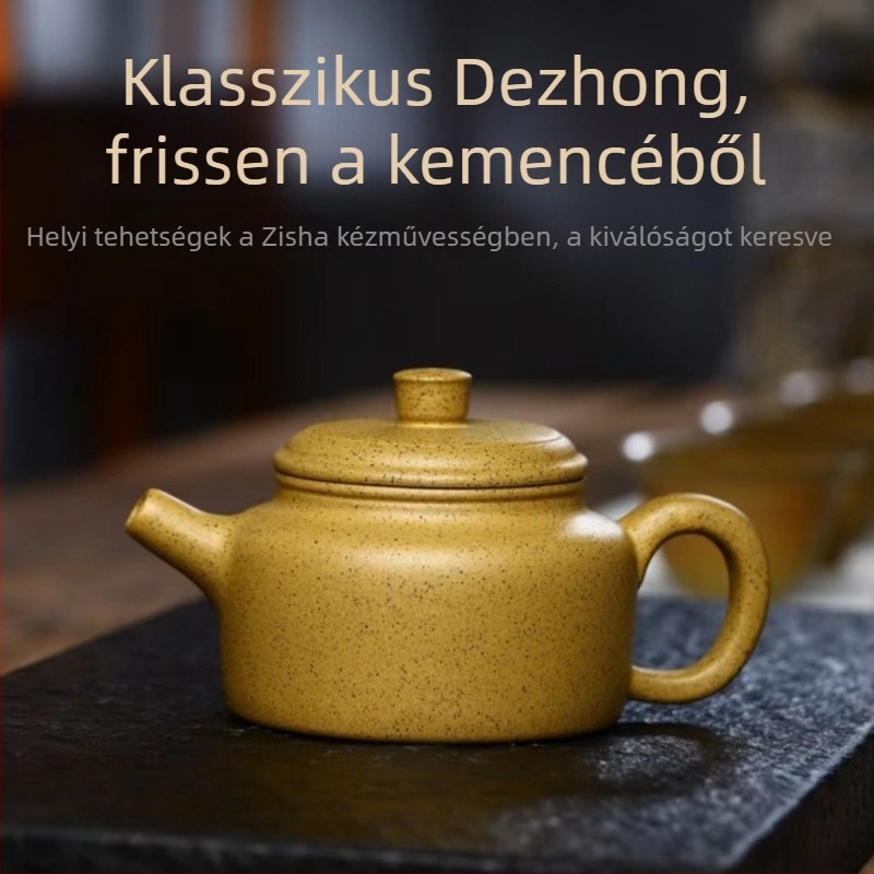 Yixing Zisha teáskanna sesame duan agyagból, klasszikus Dezhong stílus, kézzel festett Gongfu tea-ceremóniához