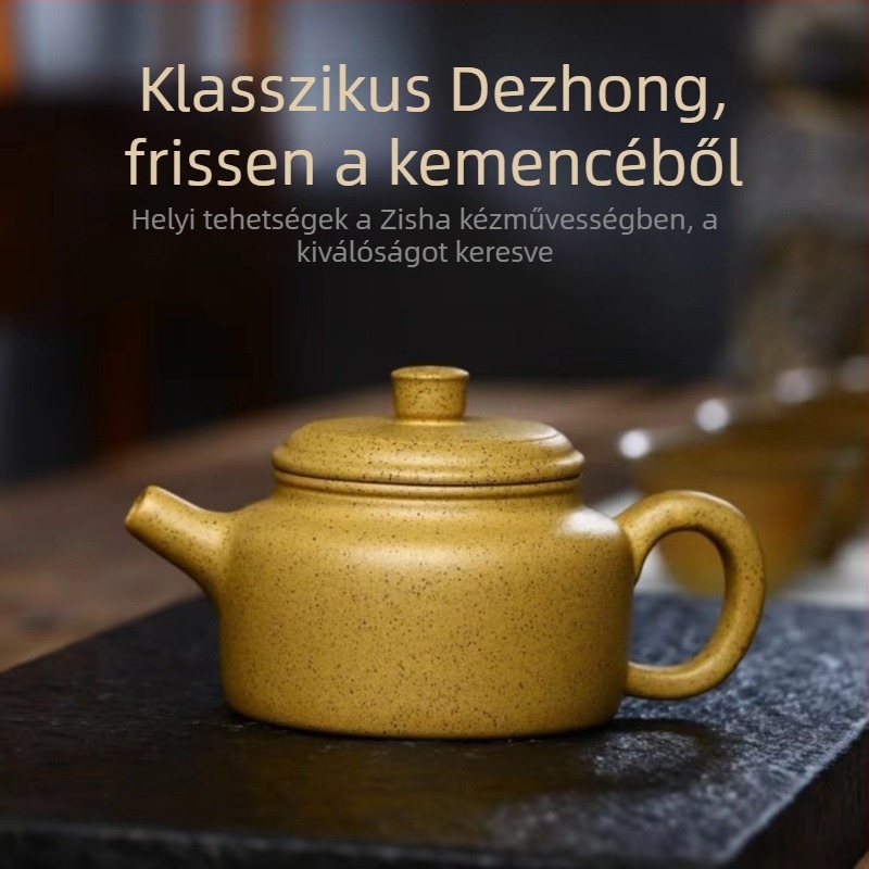 Yixing Zisha teáskanna sesame duan agyagból, klasszikus Dezhong stílus, kézzel festett Gongfu tea-ceremóniához
