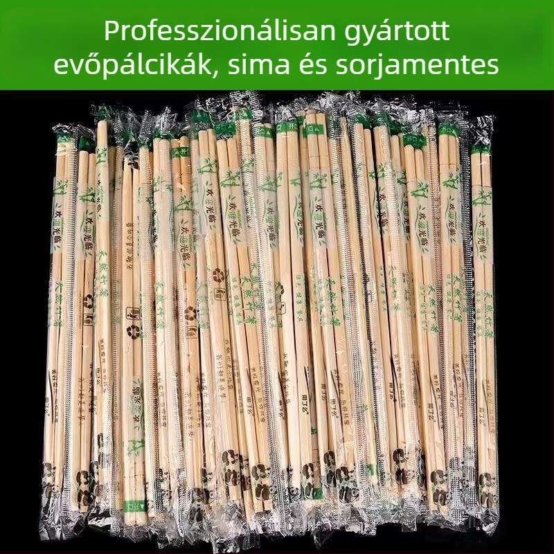 Egyszer használatos bambusz evőpálcikák, egyenként csomagoltak elvitelre, kis kerek végű, higiénikus és kényelmes, Panda dizájn, OPP5.0/5.5