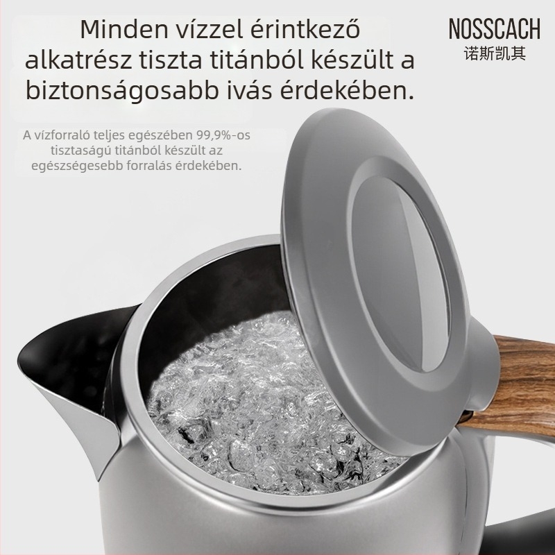 Otthoni használatra szánt tiszta titánból készült elektromos vízforraló automatikus kikapcsolással, teázáshoz, 1700 ml