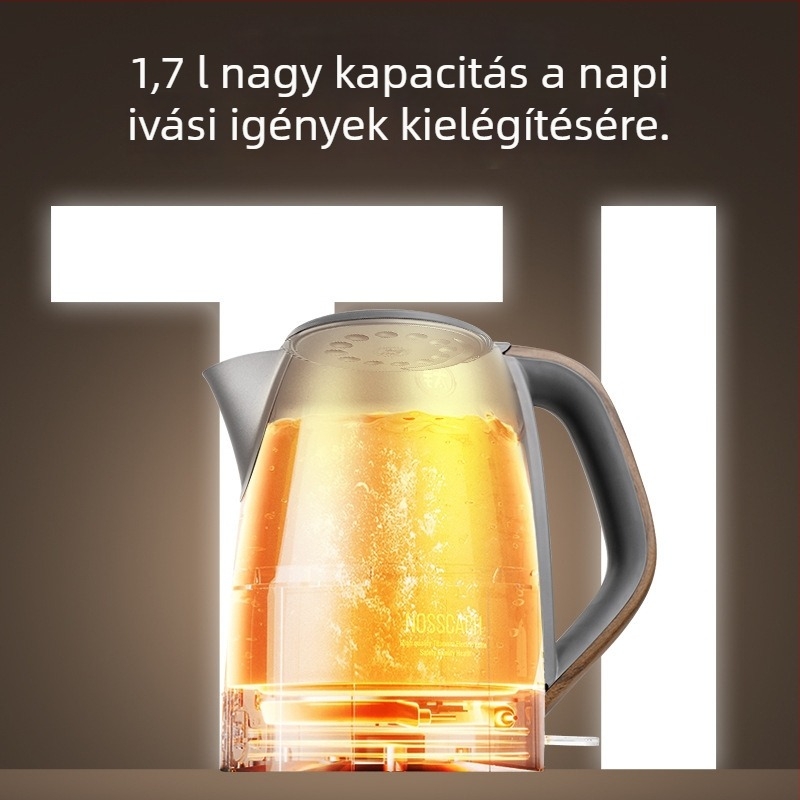 Otthoni használatra szánt tiszta titánból készült elektromos vízforraló automatikus kikapcsolással, teázáshoz, 1700 ml