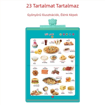 Arab nyelvű hallható tanulás korai oktatáshoz, 23 az 1-ben függő könyv, hangfelismerés és interaktív oktató játék