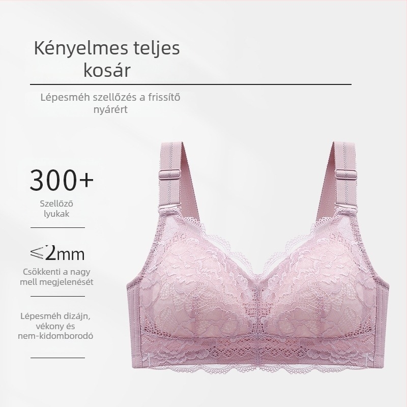 Csipkés, teljes kosaras melltartó nagy méretekhez, formázza a melleket és optikailag kisebbnek mutatja, anti-prolapszus, bőrszín