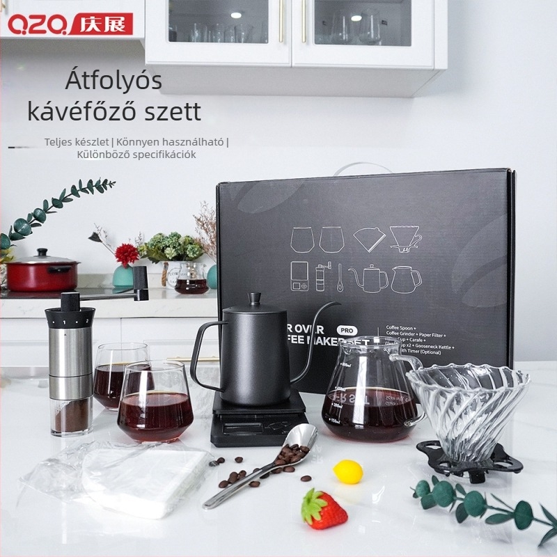 Rozsdamentes acélból készült elektromos otthoni kávészettel, ajándékdobozzal, kézi pour-over készlettel