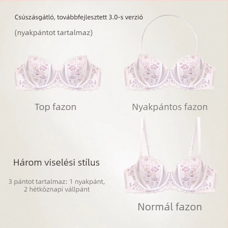Francia stílusú szexi melltartó csipkés hímzéssel, légáteresztő emelés, nagy keblek vizuálisan csökkentő, puha merevítő