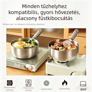 Rozsdamentes acélból készült mini bébi edény tejhez és bébiételhez, tapadásmentes edény levesekhez és instant tésztafőzéshez