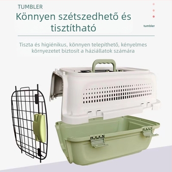 Kemény héjú kisállat szállító: macska és kis kutya utazó PP-készlet, két méret: 50×34×30 cm és 57×37×33 cm, teherbírás 5–7 kg, színek: Matcha zöld, Starry Sky szürke, Tarō lila