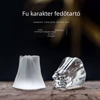 Üveges fedélkészlet kézzel készített üvegteáskannához, kristályfedél, diamant alakú átlátszó díszítőelemek, Kung Fu teáskészlet otthoni használatra