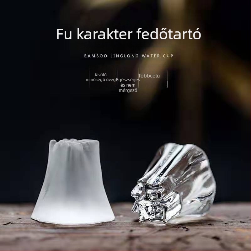 Üveges fedélkészlet kézzel készített üvegteáskannához, kristályfedél, diamant alakú átlátszó díszítőelemek, Kung Fu teáskészlet otthoni használatra