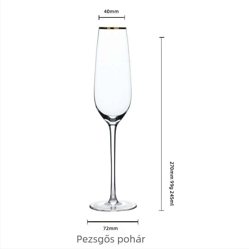 Kristály vörösboros pohár, magas lábú pezsgő pohár, INS stílusban — esküvői ajándék